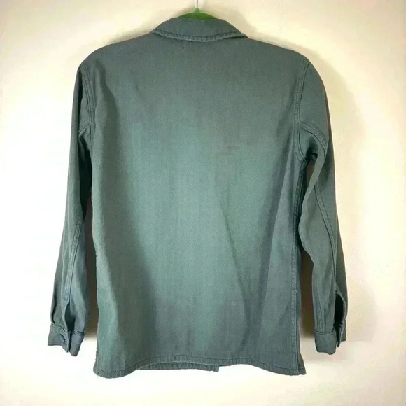 Topshop Green Military Safari 100% Cotton 4 Pocket Button Down Jacket Size 4 - Picture 3 of 16